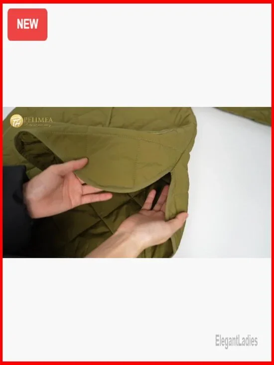 Lightweight Quilted Puffer Jacket with Pockets, Button Front, Mid-Length - Picture 7 of 7